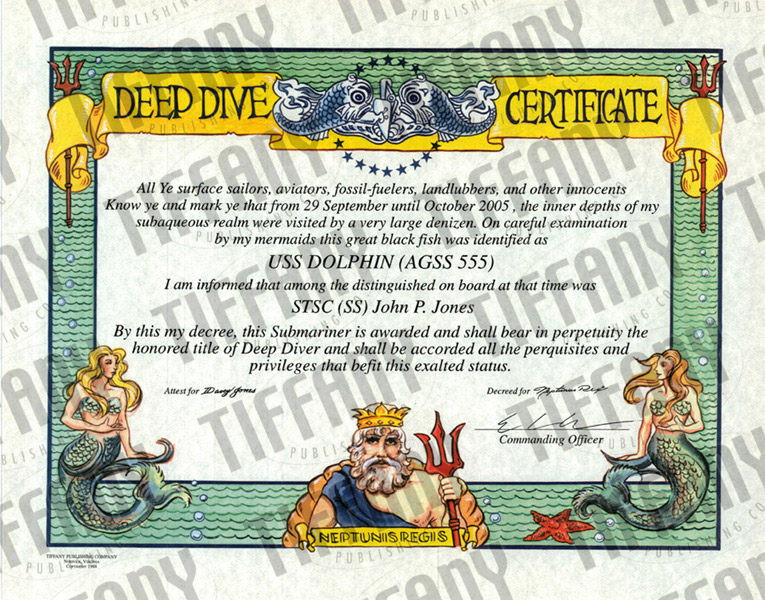 Shellback Certificate - Tiffany Publishing